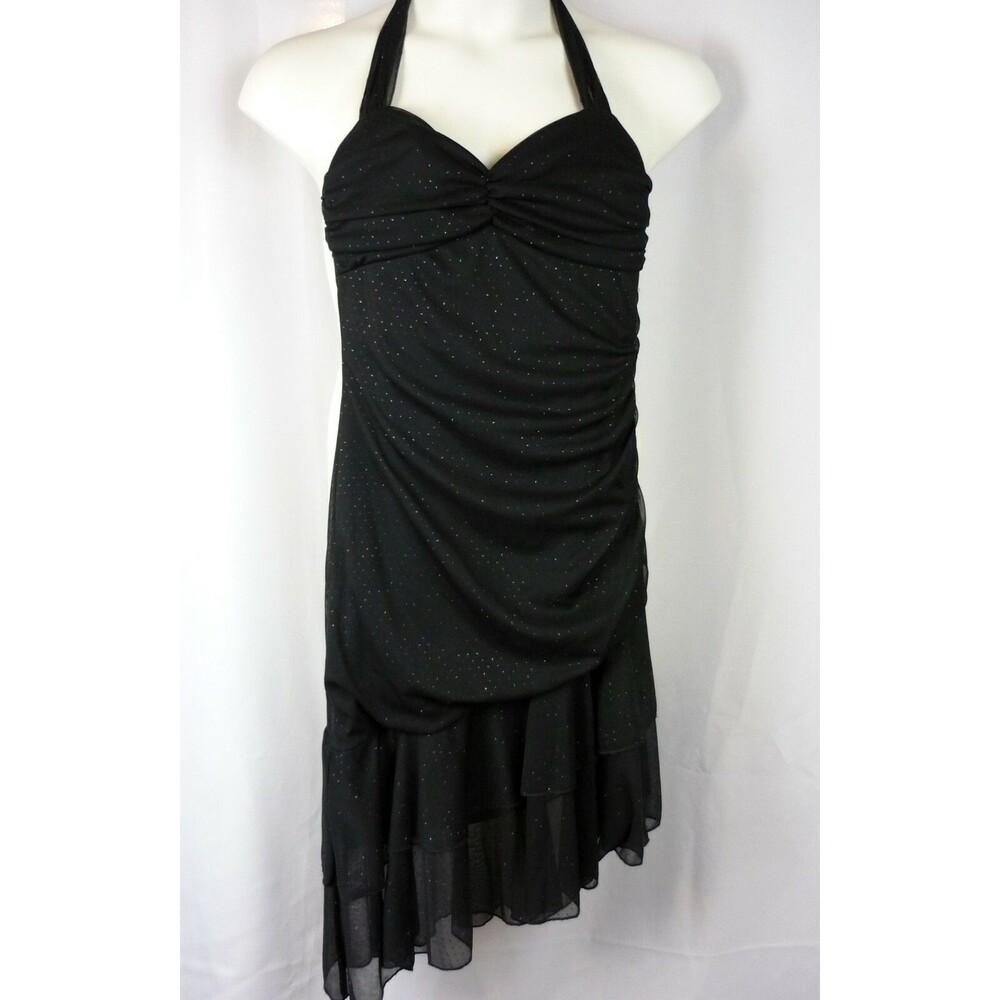 My Michelle Black Sequined Party Dress Size Medium Halter Padded Top